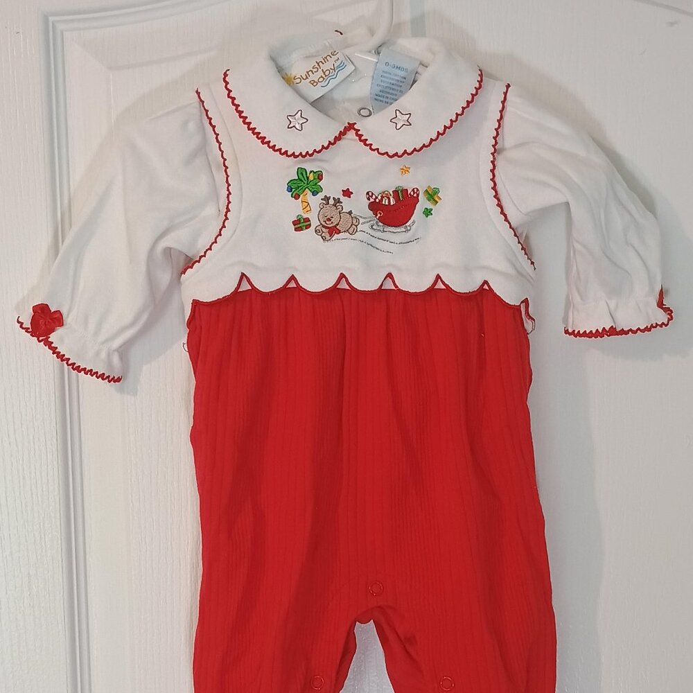Sunshine Baby/Romper Set/0-3M/Red White Holiday 2Pc Festive Outfit
